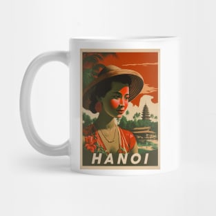 Hanoi Vietnam Woman Vintage Travel Art Poster Mug